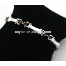 316L stainless steel white ceramic coffee black plated chain link bracelet